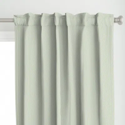 Spoonflower Candy Stripe Quiet Green Curtain Panel