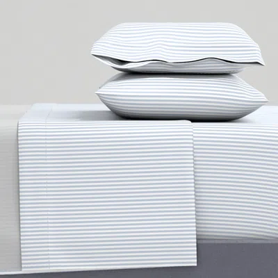 Spoonflower Candy Stripes Light Cornflower On White Full Sheet Set