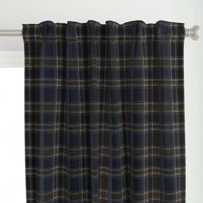 Spoonflower Carlton - Navy And Brown Curtain Panel