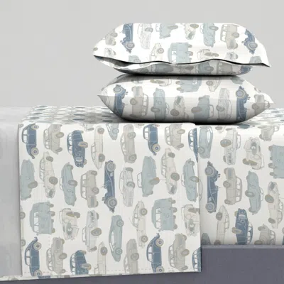 Spoonflower Cars Classic Sports Variety Pastel Colours 12" Queen Sheet Set