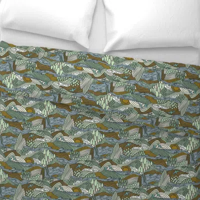 Spoonflower Cascadia (blue And Green) (small) Wide Cotton Sateen 3.5 oz 26" X 20" Standard Knife Edge