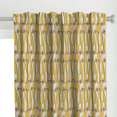 Spoonflower Cat Eyeglass Cats Curtain Panel In Yellow