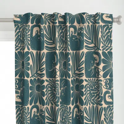 Spoonflower Cats And Flowers Block Curtain Panel