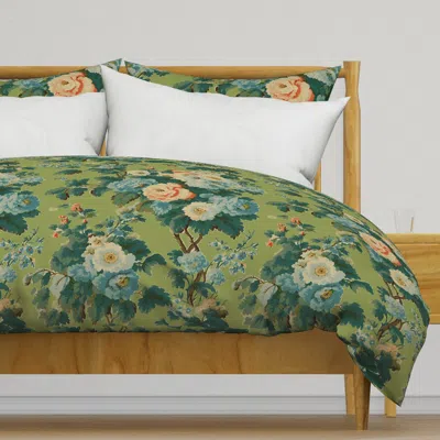 Spoonflower Caversham Hollyhock Spring Duvet Cover