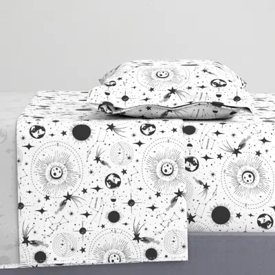 Spoonflower Celestial Galaxy Constellation Stars & Planets - Vintage Space White (l) Twin Xl Sheet S