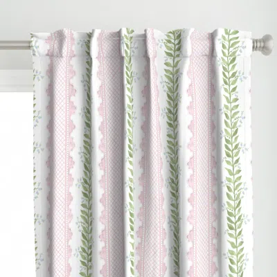 Spoonflower Celia Custom Green Pink Curtain Panel