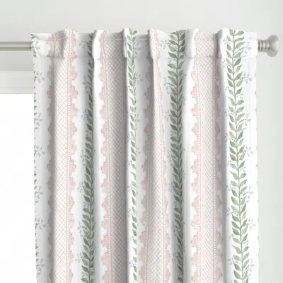 Spoonflower Celia Green Pale Pink And Curtain Panel