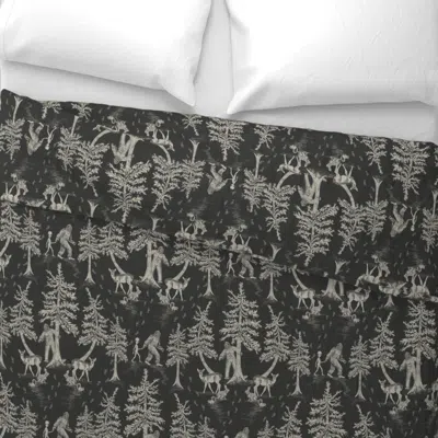 Spoonflower Charcoal Gray Bigfoot & Friends Wide Cotton Sateen 3.5 oz 26" X 20" Standard Knife Edge