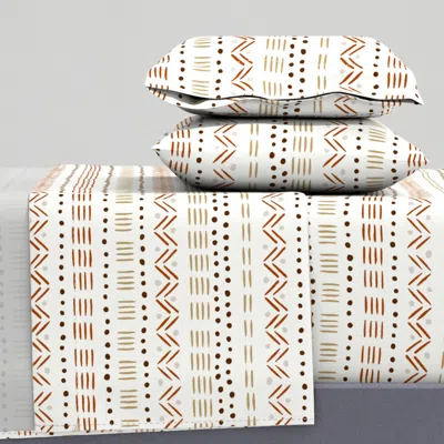 Spoonflower Charlene (white Red And Brown) Full Sheet Set