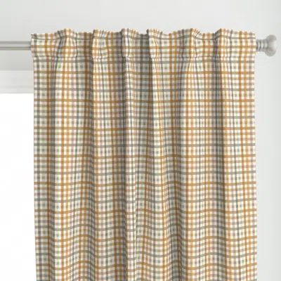 Spoonflower Check Gingham Mini Ochre Curtain Panel