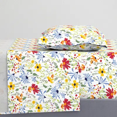 Spoonflower Cheerful Garden Colorful Floral Twin Sheet Set