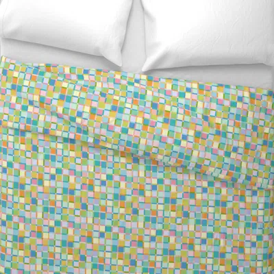 Spoonflower Cheerful Geometry - Pastel Mosaic / Medium Wide Cotton Sateen 3.5 oz 26" X 20" Standard Knife Edge