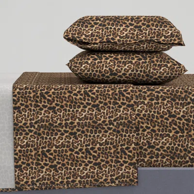 Spoonflower Cheetah Leopard Brown/tan Velvety Look Queen Sheet Set