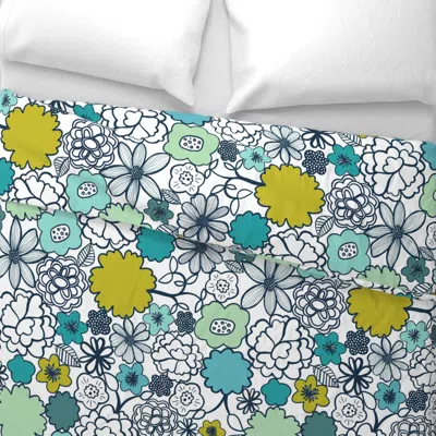 Spoonflower Chelsea - Blues Wide Cotton Sateen 3.5 oz 26" X 20" Standard Knife Edge