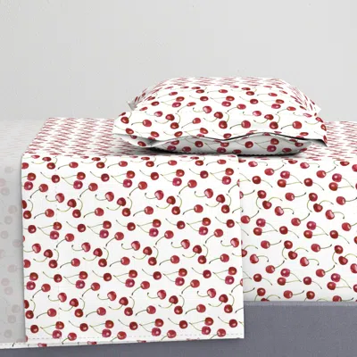 Spoonflower Cherries Twin Sheet Set
