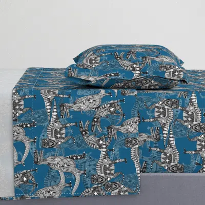 Spoonflower Children Of The Late Cretaceous Blue Twin Xl Sheet Set