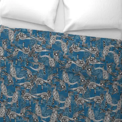 Spoonflower Children Of The Late Cretaceous Blue Wide Cotton Sateen 3.5 oz 26" X 20" Standard Knife Edge