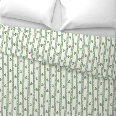 Spoonflower Chiltern Stripe Grass And Leaf Wide Cotton Sateen 3.5 oz 26" X 20" Standard Knife Edge