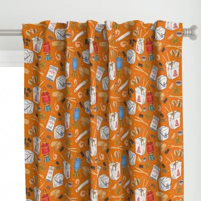 Spoonflower Chinese Food Takeout On Curtain Panel In Orange