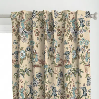 Spoonflower Chinois Circus Olive And Curtain Panel