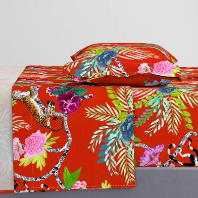 Spoonflower Chinoiserie Frolic Twin Sheet Set