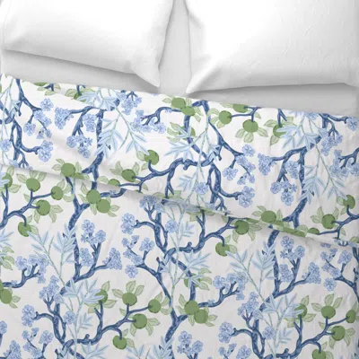 Spoonflower Chinoiserie Garden Tapestry Blue And Green Wide Cotton Sateen 3.5 oz 26" X 20" Standard Knife Edge