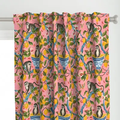 Spoonflower Chinoiserie Monkeys And Curtain Panel