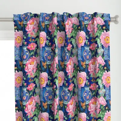 Spoonflower Chinoiserie Peonies And Curtain Panel