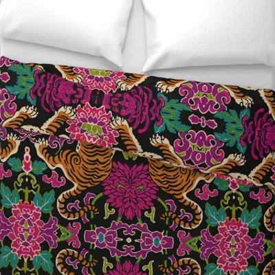 Spoonflower Chinoiserie Tiger Botanical Ornate Floral Pattern King Pillow Sham