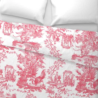Spoonflower Chinoiserie Toile Poissy On White Wide Cotton Sateen 3.5 oz 26" X 20" Standard Knife Edge
