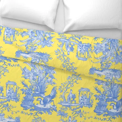 Spoonflower Chinoiserie Toile Provence Retreat On Citron Presse Euro Pillow Sham