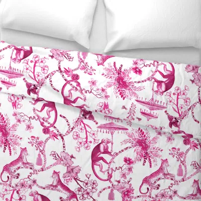 Spoonflower Chinoiserie Whimsy Pink And White Wide Cotton Sateen 3.5 oz 26" X 20" Standard Knife Edge