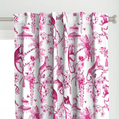 Spoonflower Chinoiserie Whimsy Pink Curtain Panel