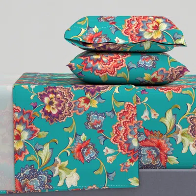 Spoonflower Chintz Emerald Queen Sheet Set