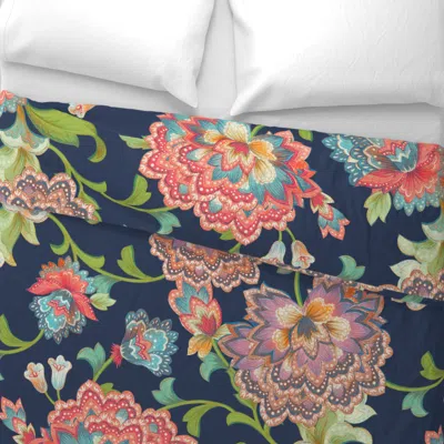 Spoonflower Chintz Navy Wide Cotton Sateen 3.5 oz 26" X 20" Standard Knife Edge