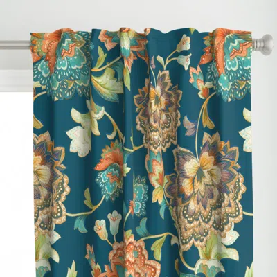 Spoonflower Chintz White Orange B Curtain Panel