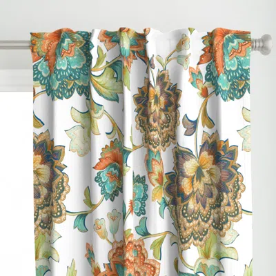 Spoonflower Chintz White Orange Curtain Panel