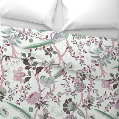 Spoonflower Chintz-chinoiserie Pinks Mint Green Large Scale Grandmillennial Maximalist Euro Pillow S