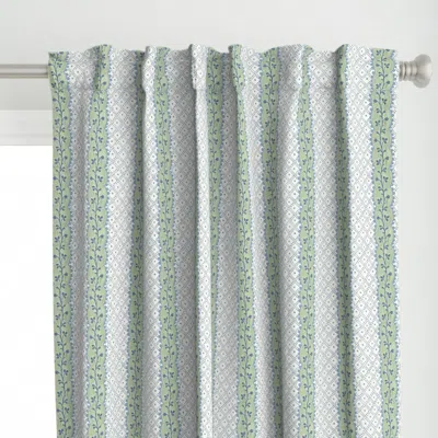 Spoonflower Chisholm Vine Stripe Blue Curtain Panel