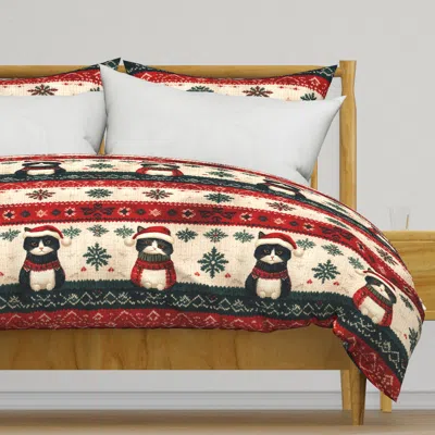 Spoonflower Christmas Cats In Sweaters Duvet Cover