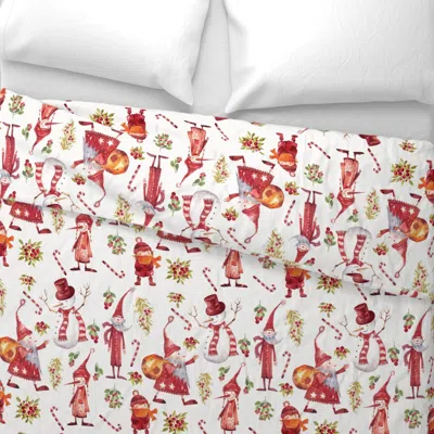 Spoonflower Christmas Celebration On White Large Wide Cotton Sateen 3.5 oz 26" X 20" Standard Knife Edge