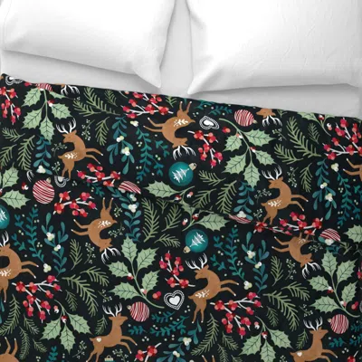 Spoonflower Christmas Deer And Plants And Decorations Ditsy Euro Pillow Sham