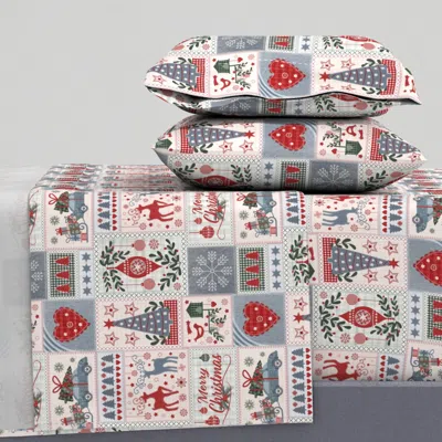 Spoonflower Christmas Pachtwork Small Scale King Sheet Set