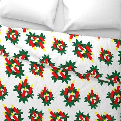 Spoonflower Christmas Wreaths-01 Wide Cotton Sateen 3.5 oz 26" X 20" Standard Knife Edge