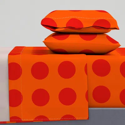 Spoonflower Circle Polka Dot Grid Engine Red On Poppy Queen Sheet Set