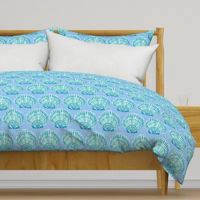Spoonflower Clams - Blue And Mint - Jumbo Duvet Cover