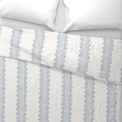Spoonflower Clarabelle Quiet Blue On Cream Wide Cotton Sateen 3.5 oz 26" X 20" Standard Knife Edge