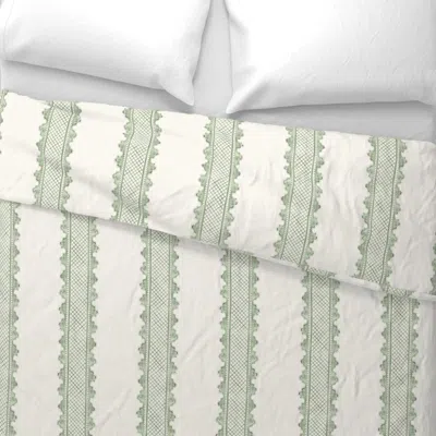Spoonflower Clarabelle Soft Greens On Cream Wide Cotton Sateen 3.5 oz 26" X 20" Standard Knife Edge