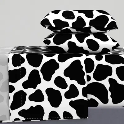 Spoonflower Classic Black And White Cow Large Queen Sheet Set