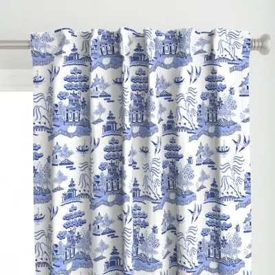 Spoonflower Classic Blue Willow Curtain Panel